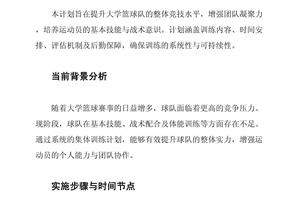 制定个性化篮球训练方案,帮助球员超越季军